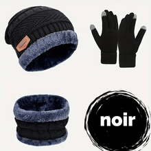 Charger l&#39;image dans la galerie, Look hivernal complet : bonnet + cache-cou, + gants 100% coton, 100% confort