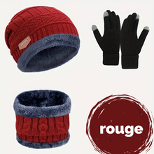 Charger l&#39;image dans la galerie, Look hivernal complet : bonnet + cache-cou, + gants 100% coton, 100% confort