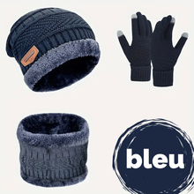 Charger l&#39;image dans la galerie, Look hivernal complet : bonnet + cache-cou, + gants 100% coton, 100% confort
